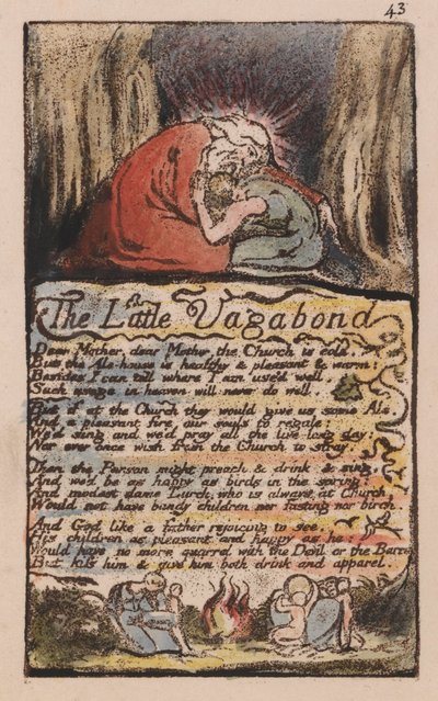 Songs of Innocence and of Experience, Plate 43, The Little Vagabond (Bentley 45) by William Blake